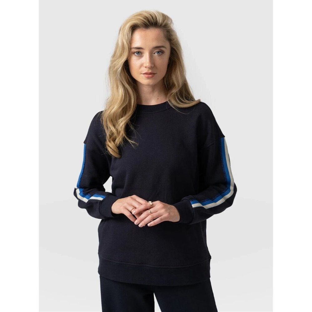 Saint + Sofia Ennis Stripe Navy Metallic Cream Stripe Comfy Sweatshirt Sz 4 NWT